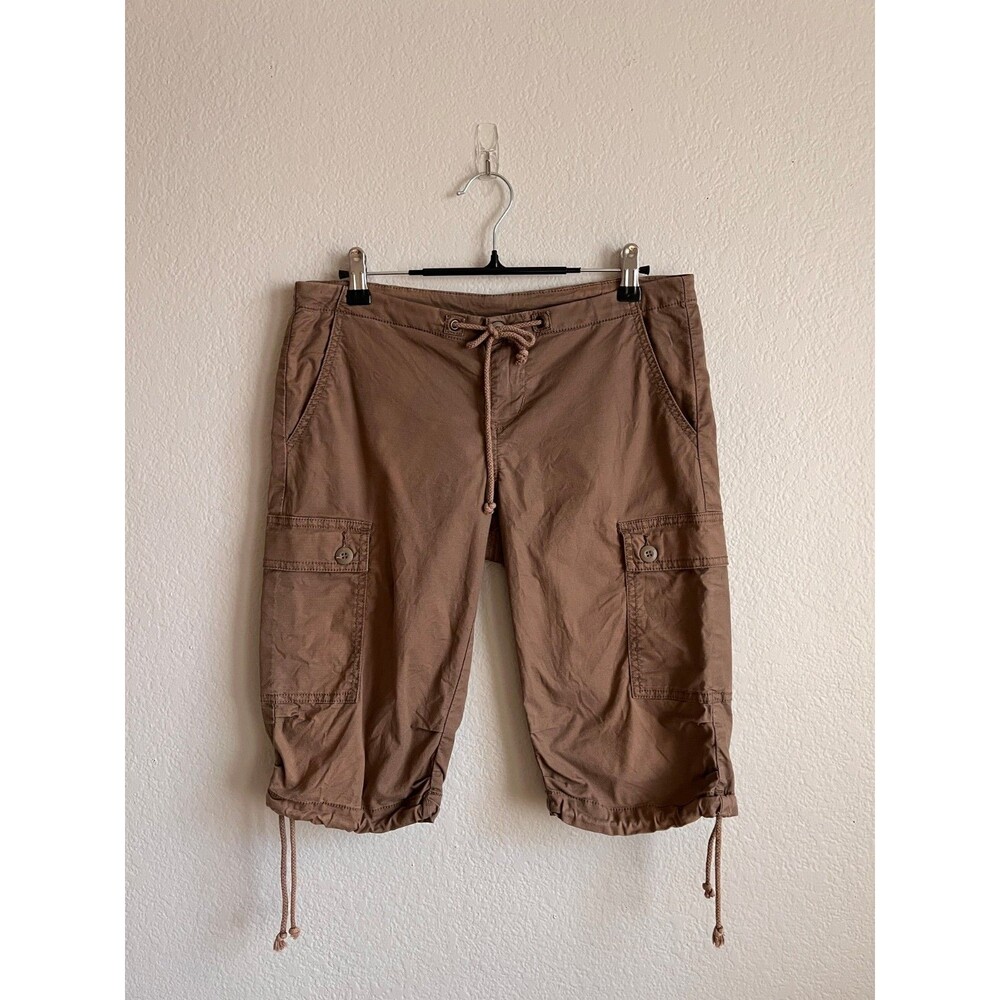 Vintage prAna Women's Y2K Cargo Capri Shorts in Brown Size US 4